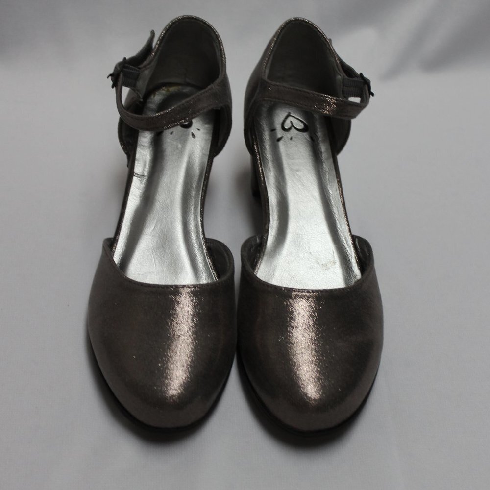 Justice Taupe Pump Round Toe Ankle Strap Shoes